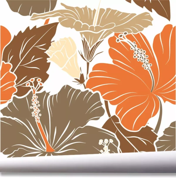 Papel De Parede Jardim Flores Tropical Folhagem Flor A597