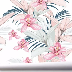 Papel De Parede Jardim Vertical Flor Folhagem Tropical A651