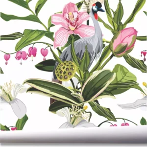 Papel De Parede Jardim Vertical Tropical Flor Folhagem A756