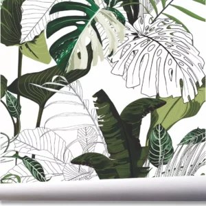 Papel De Parede Jardim Vertical Tropical Folhagem Flor A731