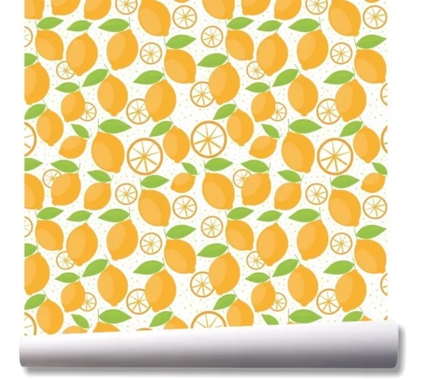 Papel De Parede Laranja Suco Fruta Cozinha Kit 03 Rolos A221