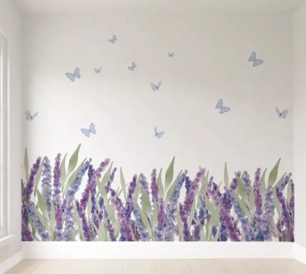 Papel De Parede Lavanda Floral Quarto Infantil Bebê Pp535 M²