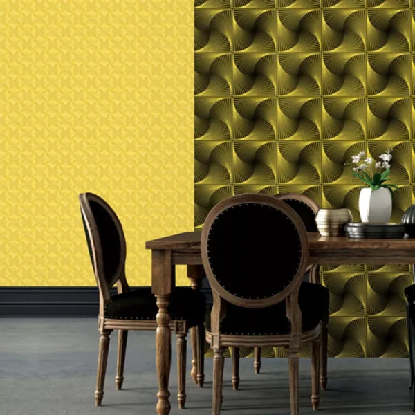 Papel De Parede Lavável 3d Texturizado Amarelo 14m²