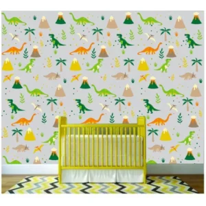 Papel De Parede Lavável Adesivo Quarto Infantil Dinossauro