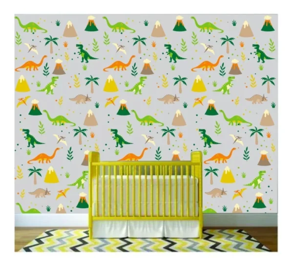 Papel De Parede Lavável Adesivo Quarto Infantil Dinossauro