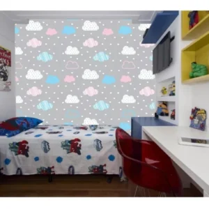 Papel De Parede Lavável Adesivo Quarto Infantil Nuvens