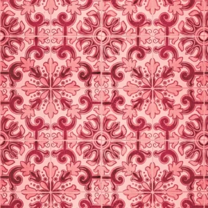 Papel De Parede Lavável Azulejo Português Vermelho Az36