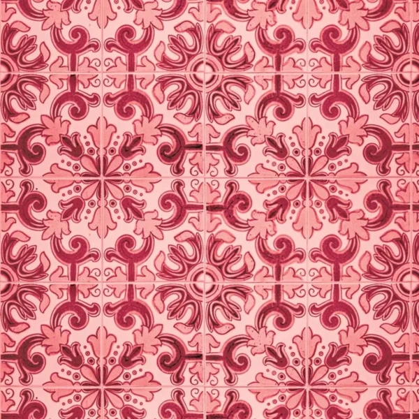 Papel De Parede Lavável Azulejo Português Vermelho Az36