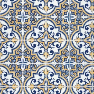 Papel De Parede Lavável Azulejo Português Vintage Azul 3m