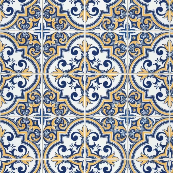 Papel De Parede Lavável Azulejo Português Vintage Azul 3m