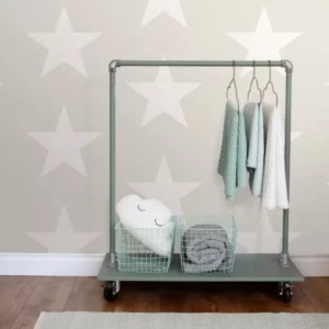 Papel De Parede Lavável Bege Estampado Estrela Lavabo 4m²