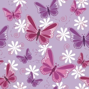 Papel De Parede Lavável Borboletas 3d Fundo Roxo 3m