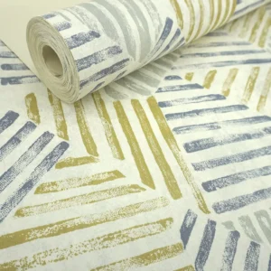 Papel De Parede Lavável Cinza E Amarelo Lavabo Cozinha 4m²