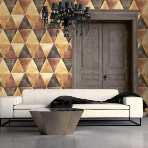 Papel De Parede Lavável Francês Dourado E Marrom Quarto 4m²