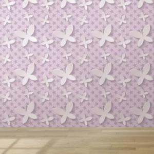 Papel De Parede Lavável Para Sala Estrelas Lilás Branco 10m