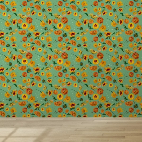 Papel De Parede Lavável Para Sala Girassois De Van Gogh 2.5m