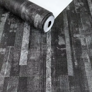 Papel De Parede Lavável Preto Cinza Rolo 5m² + Cola Grátis