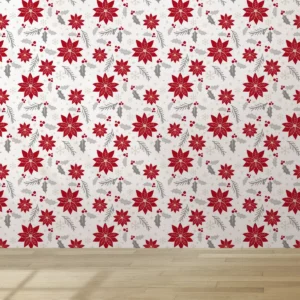 Papel De Parede Lavável Quarto Natal Natalino Vermelho 1m