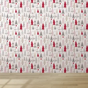 Papel De Parede Lavável Sala Árvore Natal Estampas Cor 1.5m