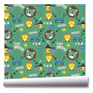 Papel De Parede Leão Pássaro Animais Safari Kit 03 Rolos A78