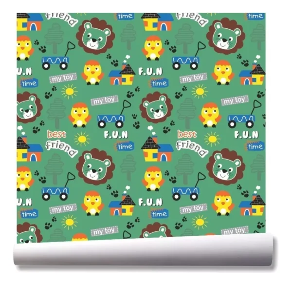 Papel De Parede Leão Pássaro Animais Safari Kit 03 Rolos A78