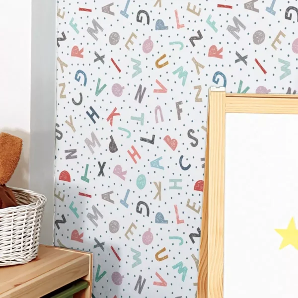 Papel De Parede Letras Alfabeto Quarto Infantil Adesivo 3 M