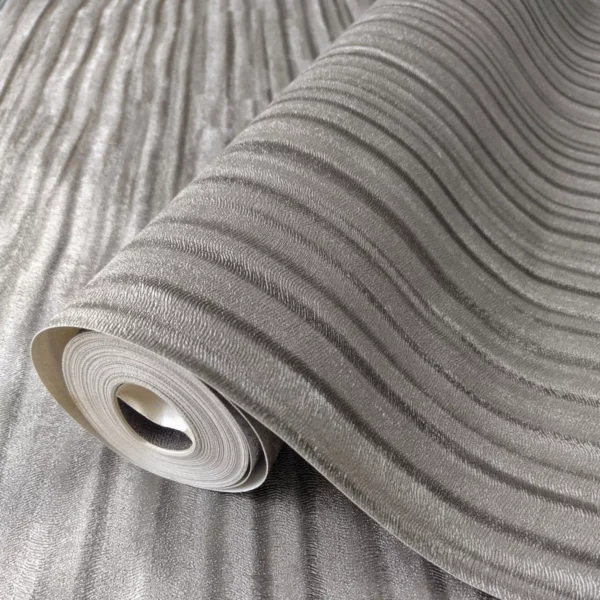 Papel De Parede Linhas Textura Cinza Vinílico Importado Luxo