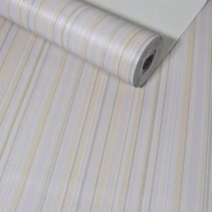 Papel De Parede Listrado Amarelo 0,53 X 10 Metros Decoração