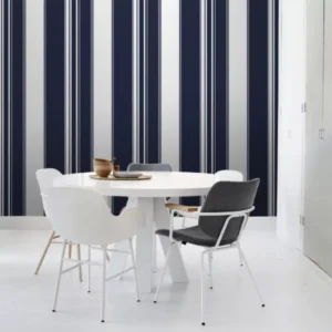 Papel De Parede Listrado Azul E Branco Cozinha Sala 4m²