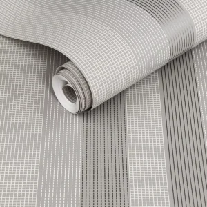 Papel De Parede Listrado Cinza Rolo 10m X 53cm Non-woven