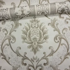 Papel De Parede Listrado Compose Arabesco Damask Lavavel