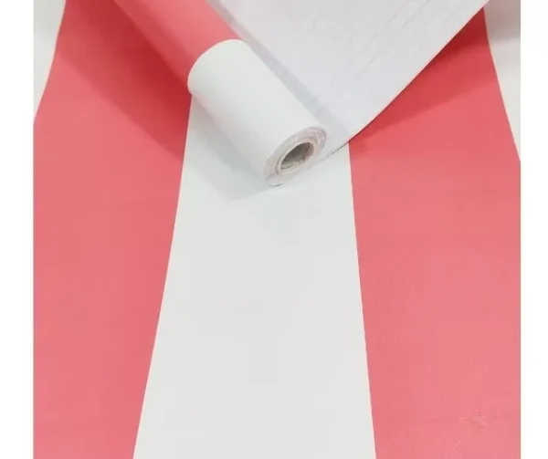 Papel De Parede Listrado Em Tons De Rosa Branco 5m