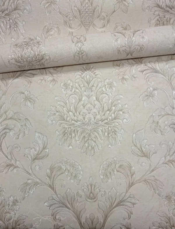 Papel De Parede Listrado Floral Arabesco Lavável Vinilico