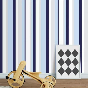 Papel De Parede Listras Infantil Azul Quarto Adesivo 3 Mts