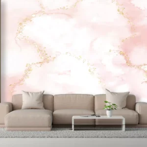 Papel De Parede Mármore Painel Rosé Luxo Gold Sala Quarto