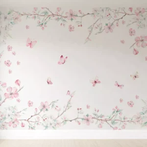 Papel De Parede Menina Floral Para Quarto De Bebê Vr525 3m²