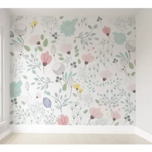 Papel De Parede Menina Infantil Flores Para Quarto Bebê M²