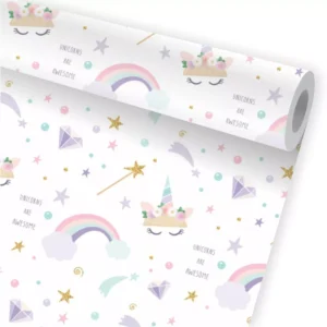 Papel De Parede Menina Princesa Unicórnio Arco Íris A68