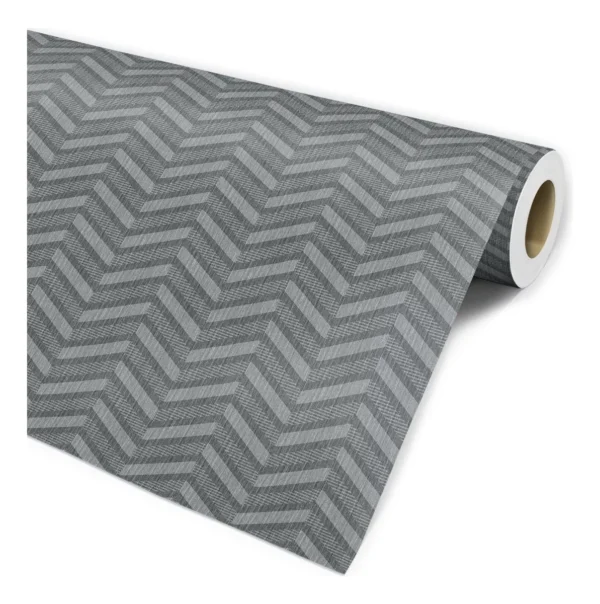 Papel De Parede Moderno Linho Cinza Chevron Sala Quarto 3m