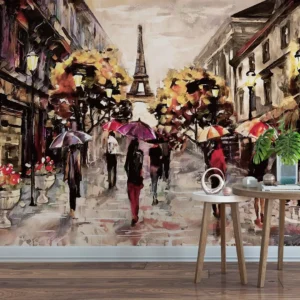 Papel De Parede Moderno Pintura Artística França Paris Ptr03