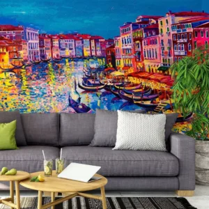 Papel De Parede Moderno Pintura Artística Veneza Em Aquarela