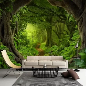 Papel De Parede Natureza 3d Floresta 7,30m² Completo Gg597