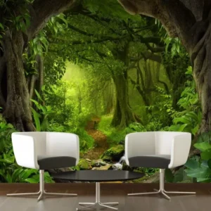 Papel De Parede Natureza 3d Floresta Arvore Gg598