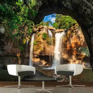 Papel De Parede Natureza Cachoeira Rio Caverna Gruta Gg763