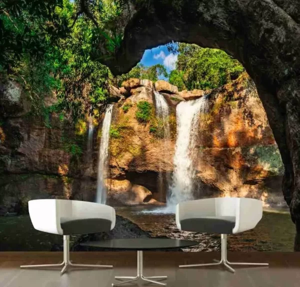 Papel De Parede Natureza Cachoeira Rio Caverna Gruta Gg763