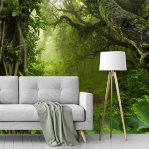 Papel De Parede Natureza Floresta Folhas Árvore Painel Gg941