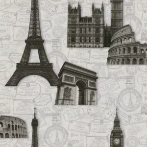 Papel De Parede Neonature 5 Torre Eiffel Bege Claro, Preto