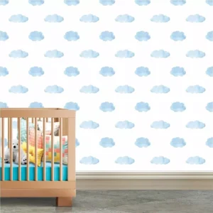 Papel De Parede Nuvem Azul Nuvens Quarto Infantil Bebê 12mts