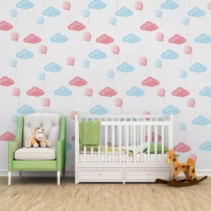 Papel De Parede Nuvem Balão Bexiga Bebê Infantil M² Pp148