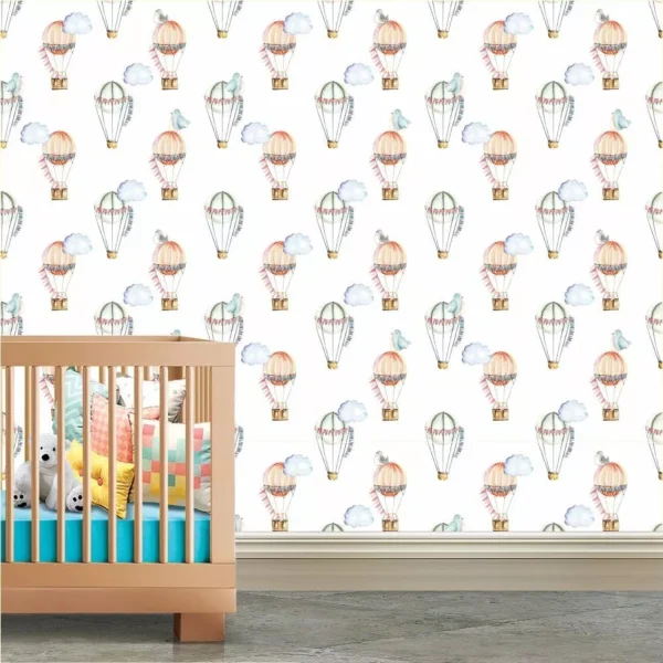 Papel De Parede Nuvem Balão Nuvens Infantil Adesivo 1,5mts